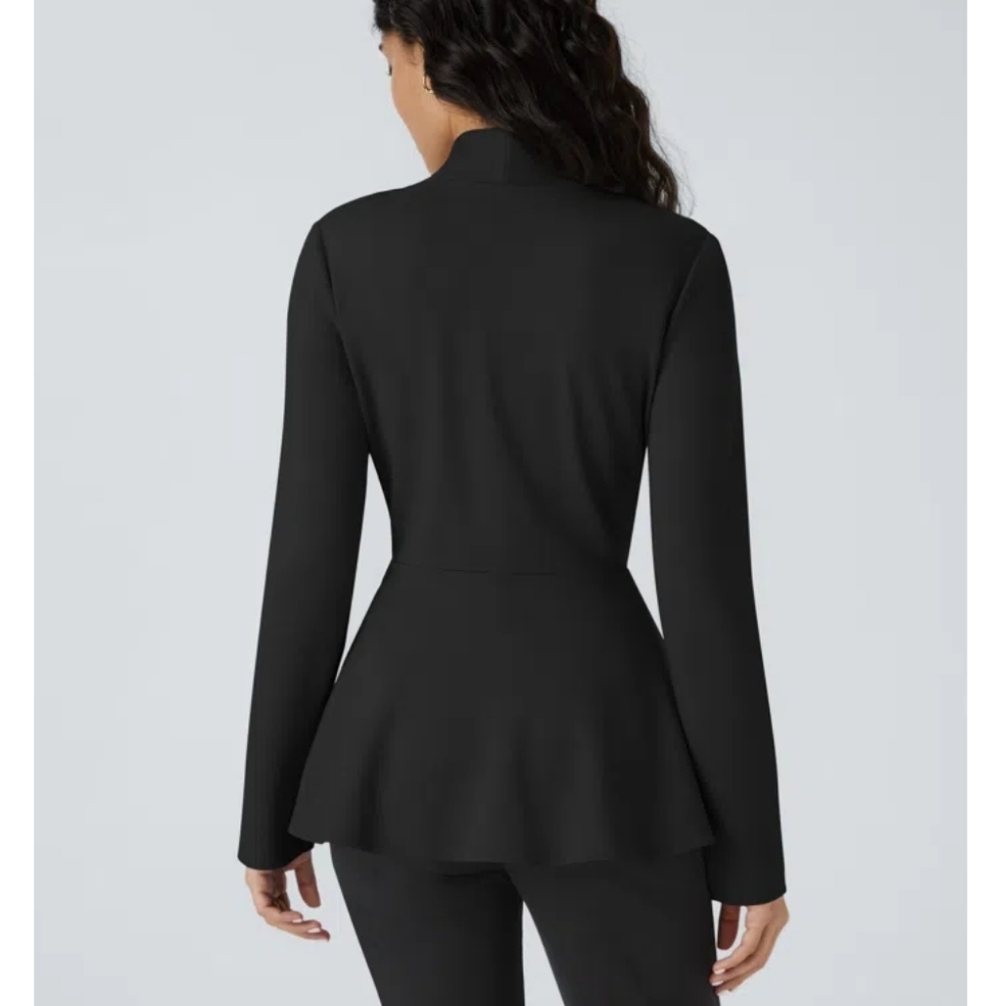 HALARA Neck Single Front Work Peplum Jacket EUC - Picture 2 of 5